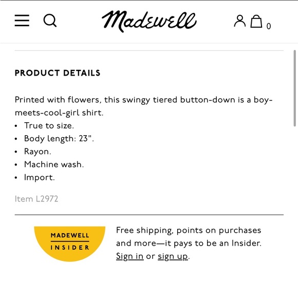 Madewell Cream Floral Button Down Blouse Top - Picture 11 of 16